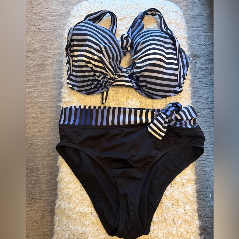 Tommy Bahama Navy and White Striped Bikini